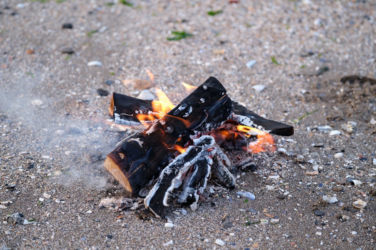 A Fire on the beach at Cramond Island